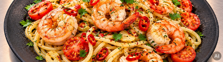 SPAGHETTI AGLIO E OLIO CON GAMBERI – Italienische Pasta – Pizzaboy Bergisch Gladbach