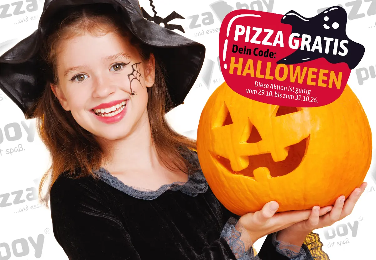 Pizzaboy Aktion: HAPPY HALLOWEEN – 3 Pizzen classic zum Preis von 2 Pizzen, die günstigste Pizza ist gratis